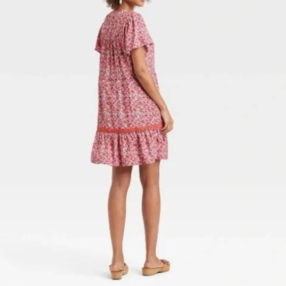 Boho Floral Dress with tassel tie Waist Size XS - Picture 3 of 12